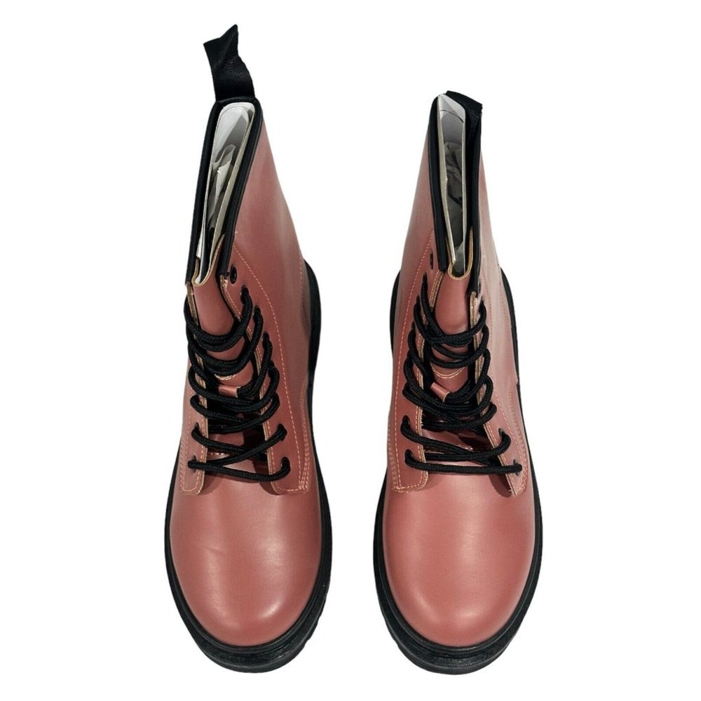 JEEKOPEG Women's Fashion Combat Pink Boots 8 - Picture 2 of 10